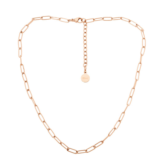 Ellani Stainless Steel Paperclip Chain with Rose Gold IP Plating SP128R