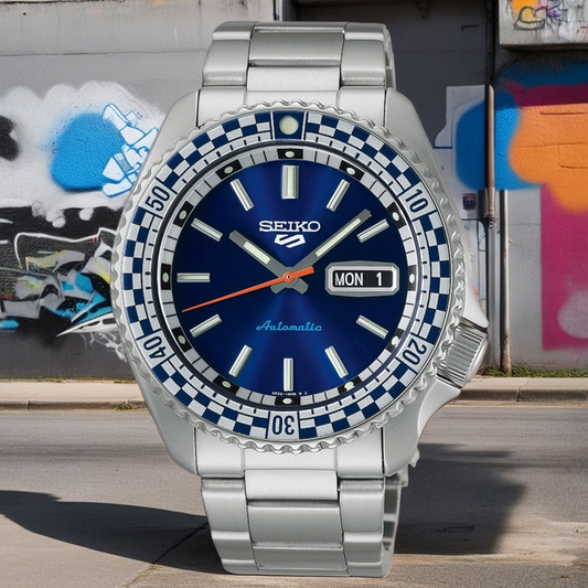Seiko 5 Sports Blue Dial Stainless Steel Watch SRPK65K1 RETRO