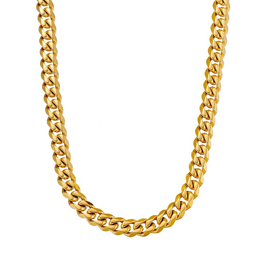 Stainless Steel Gold Plated 8mm Cuban Link Chain