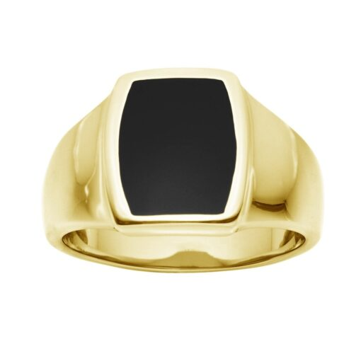Stainless Steel Gold Plated Men's Ring with Onyx
