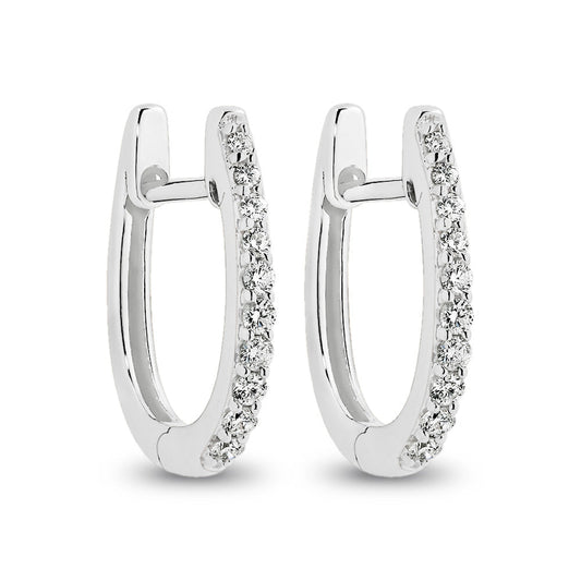 9K White Gold Diamond Huggie Earrings (0305)