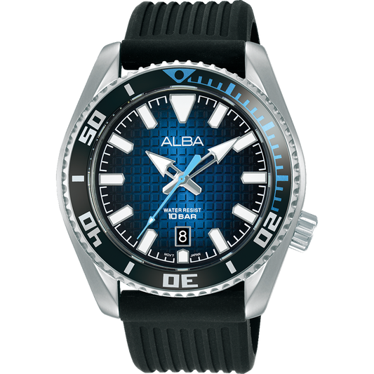 Alba Men's Blue Dial Stainless Steel 100M Swim Watch AS9P09X