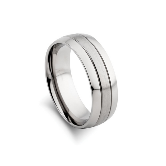 Blaze Stainless Steel Matte and Polished Wide Band Ring