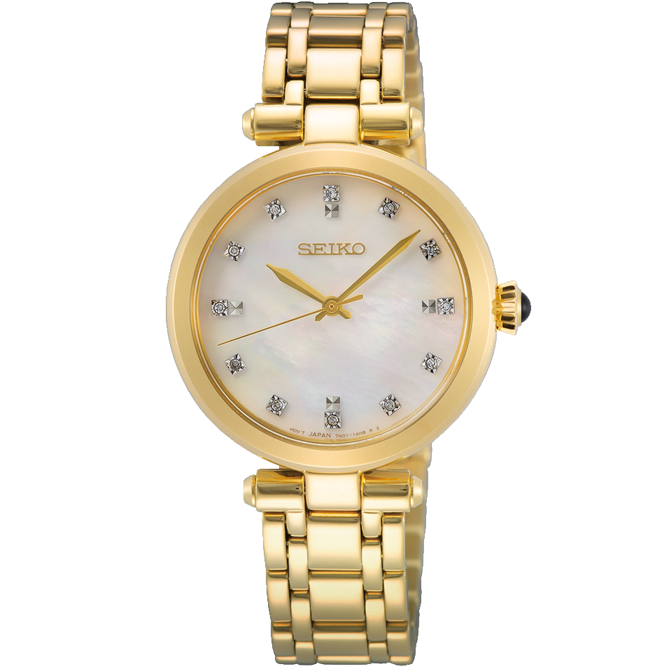 Seiko Ladies Gold Stainless Steel Diamond Set Watch SRZ536P