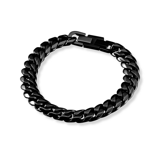 Stainless Steel 12mm Cuban Link Bracelet w Black Finish SSB247-BLK