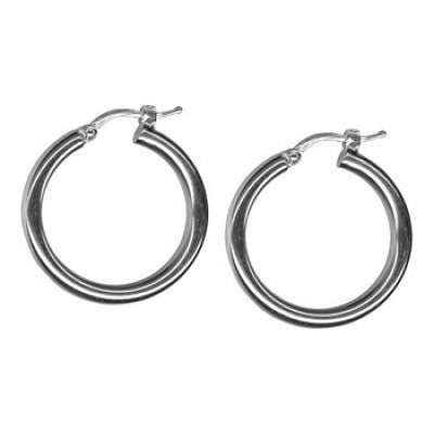 Thick medium silver hoops 20mm