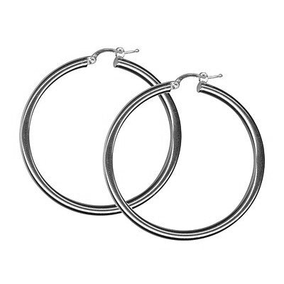 Thick extra large silver hoops 40mm